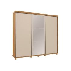 Imagem de Guarda Roupa Berlin C/Espelho Porta De Correr Pés Madeira - Fenix