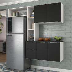 Imagem de Cozinha Compacta com Armário e Balcão MP2005 Sofia Multimóveis Branca/Preta