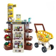 Imagem de Mercadinho Infantil Carrinho Brinquedo Com Luz Som 47 Peças - Bhstore