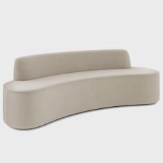 Imagem de Sofá 4 Lugares Curvo Sala de Estar Living Cancún D02 Veludo Bege 230 cm C-309 - Lyam Decor