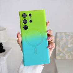 Imagem de Capa de carga sem fio para Samsung Galaxy S24 S23 S22 S21 Ultra Plus Note20 Capa Gradual Filme de lente magnética de silicone, verde azul, para Note 20 Ultra