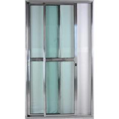 Imagem de Porta de Alumínio de Correr Balcão 2 Folhas 2,10 x 1,20 Brilhante Linha 25 Com Chave