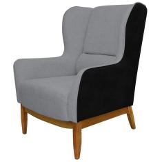 Imagem de Poltrona Decorativa Base Madeira Milena C-05 C-416 Linho  - Domi