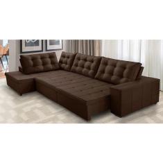 Imagem de Sofá de Canto Retrátil e Reclinável com Molas 3,40x2,00 Esq Jacke Suede Marrom Adonai Estofados