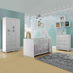 Imagem de Quarto de Bebê Completo com Guarda Roupa 3 Portas, Cômoda e Berço Life