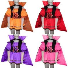Imagem de Fantasia Halloween Infantil Menina Vampira Gótica Com Capa Luxuosa - F