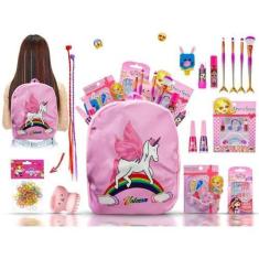 Imagem de Kit Maquiagem Infantil Batom Pincel Sereia Bz132 + - Bazar Na Web