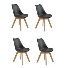 Imagem de Kit 4 Cadeiras Jantar Eames Wood Leda Design Estofada 