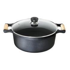Imagem de Caçarola Ferro Fundido 2 Alças Madeira Tampa Vidro 2,8 L