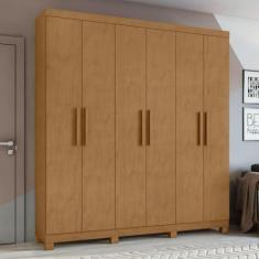 Imagem de Guarda-roupa Casal 6 Portas 3 Gavetas Jazz e Pés Amêndoa Clean