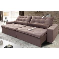 Imagem de Sofá Retrátil/Reclinável Islândia 2,70m Suede Velut Tabaco c/ Molas no Assento - King House