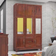 Imagem de Guarda Roupa Solteiro 8 Portas 3 Espelhos 3 Gavetas e Pés Paris