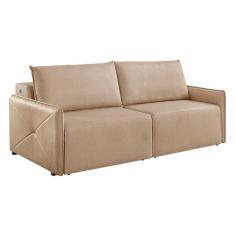 Imagem de Sofá 2 Lugares Retrátil Urban com USB Linho Palha 160 cm