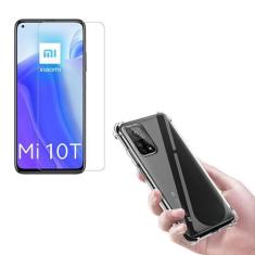 Imagem de Kit Capinha Celular Antichoque Compatível Xiaomi Mi10T + 2 Películas Vidro (Não Cobre Bordas Curvas do Aparelho)