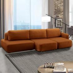 Imagem de Sofá Decorativo Santiago 6 Lugares 372cm Sala de Estar Retrátil Modulado Bouclê Terracota G89 - Gran Belo