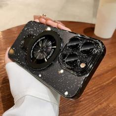 Imagem de Capa de carregamento sem fio luxuosa para iPhone 11 12 13 14 15 Pro Max Plus Glitter suporte de anel magnético capa transparente, preta, para iPhone 15Pro Max