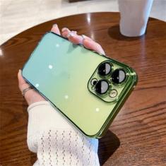 Imagem de Capa de telefone transparente de cor gradiente para iphone 15 14 13 12 pro max plus galvaniza pára-choques capa transparente, amarelo, para iphone 13pro