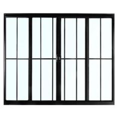 Imagem de Janela De Alum nio Preto Vitro De Correr 4 Folhas Com Grade C