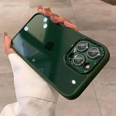 Imagem de Estojo transparente Glitter Diamond para iPhone 14 13 12 11 Pro Max Plus proteção de lente à prova de choque capa protetora, verde, para iPhone 11