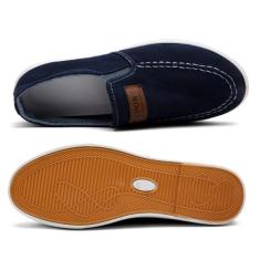 Imagem de Tênis masculino clássico sem cadarço moderno, cano baixo, lona, mocassins, casual, confortável e leve, Azul, 41