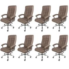 Imagem de Kit 8 Cadeiras para Escritorio Presidente com Mola Ensacada Estofada em Sintético Oslo 3321 Café