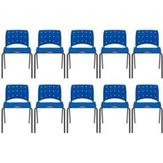 Imagem de Kit 10 Cadeiras Escritório Iso Ergoplax Slim Fixa Plaxmetal