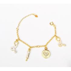 Imagem de Pulseira Enfermeira Enfermagem Seringa Folheado 18k
