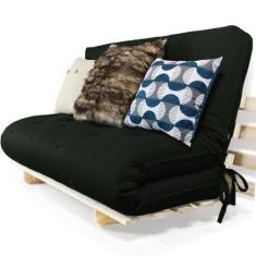 Imagem de Sofa Cama Casal Futon Oriental Verde Militar Com Madeira Maciça - R9 D