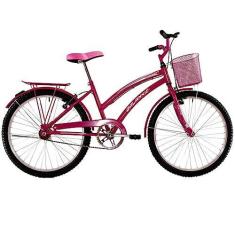 Imagem de Bicicleta Feminina Aro 24 com cestinha Susi Rosa Pink