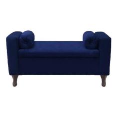 Imagem de Recamier Baú Félix 90cm Suede Azul Marinho - Dominic Decor