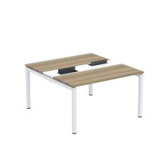 Imagem de Mesa Plataforma Dupla com Pé de Aço para Coworking 130X140/2P PDC13/14/2P Noce Naturalle/Branco
