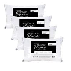 Imagem de Kit 04 Travesseiros Toque de Pluma King Ganso Percal 180 Fios 90x50cm Lavável em Máquina