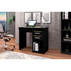 Imagem de Mesa / Escrivaninha VEN Para Estudo 2 Gavetas Cor Preto / Canela - ROM