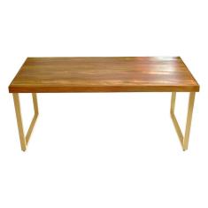 Imagem de Mesa Industrial Bernardo Madeira Maciça C/ Ferragem Dourada 1,80m