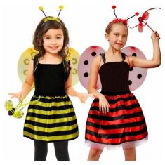 Imagem de Fantasia Infantil Abelha e Joaninha Saia+Varinha+Tiara+Asa Tule - Plen