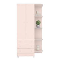 Imagem de Guarda Roupa Infantil 2 Portas E 3 Gavetas Doce Sonho Com Nicho E Pés