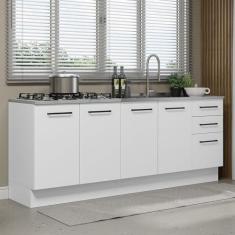 Imagem de Kit com 2 Balcões de Cozinha Madesa Agata 3 Gavetas 4 Portas (sem Tampo e Pia) - Branco