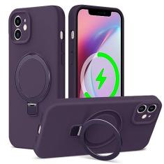 Imagem de ZHK Capa de silicone líquido projetada para iPhone 11 com suporte magnético, [proteção precisa da lente da câmera][à prova de choque de grau mil] [forro de microfibra macio antiarranhões] Capa de