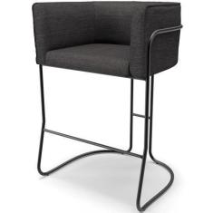 Imagem de Banqueta Decorativa Fixa Baixa Base De Aço Preto Betina D02 Linho Cinz