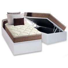 Imagem de Cama Box Baú Solteiro: Colchão Anatômico Anjos D28 / AG65 Star Pillow Top + Base CRC Courano White(88x188)