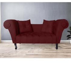 Imagem de Recamier Divã Namoradeira Dubai Suede 2 Lugares Bordô