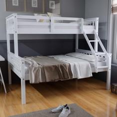 Imagem de Beliche com Cama Casal Prime Madeira Maciça Branco Housin