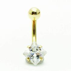 Imagem de Ouro 18K Piercing Umbigo Com Ponto De Luz Quadrado C224 K080