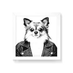 Imagem de Arte Maníacos Quadro Decorativo Dog Casaco - 50x50cm (Moldura em laca )