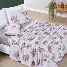Imagem de Jogo Cama Micropercal Casal 200 Fios - Palha Florido