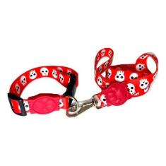 Imagem de Conjunto Guia E Coleira De Seda 25mm Vermelho Tamanho Único - Nica Pet