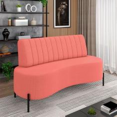 Imagem de Sofá Living Decorativo 2 Lugares 1,60M Katara Pés De Ferro Linho Rústi