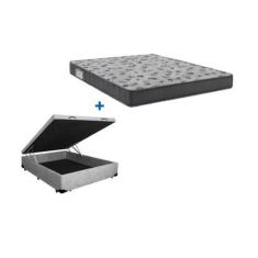 Imagem de Cama Box Baú Casal 138 Suede Cinza Com Colchão De Espuma - D33 Ortobom