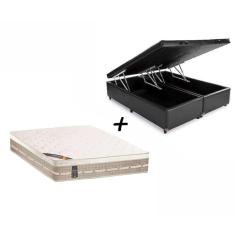 Imagem de Box Baú King Sintético Preto + Colchão Castor King Molas Premium Tecnopedic 193x203x30