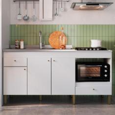 Imagem de Balcão De Cozinha Para Pia 3 Portas 2 Gavetas Branco - Decibal